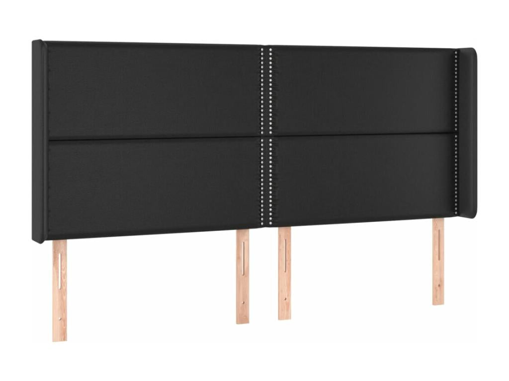 Black LED Headboard 203x16x118/128 cm Faux Leather ODOF69004