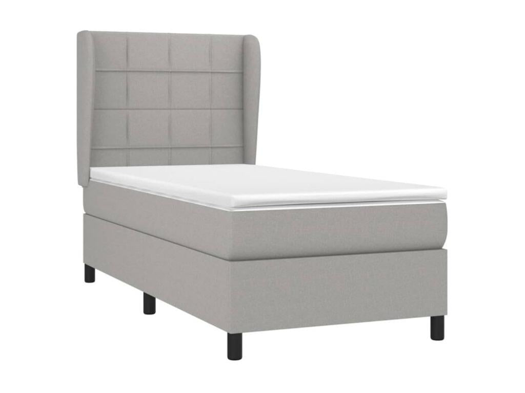 Bed base and mattress, light grey, 90x190 cm, fabric, ZDIM06881