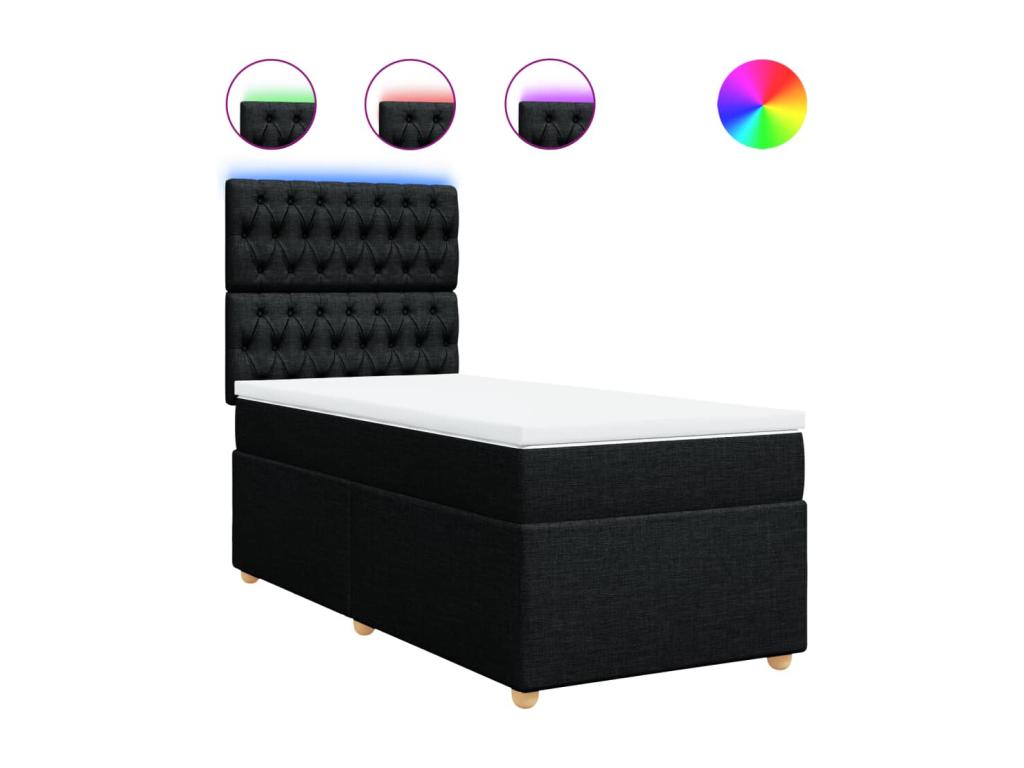 Boisona bed base and mattress, black, 80x200 cm, fabric, AJLL26334