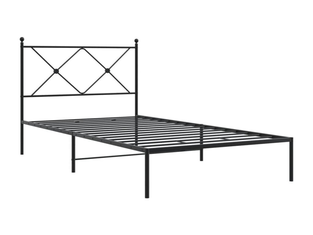 Metal bed frame without mattress with black headboard 100x190cm SLXJ85692