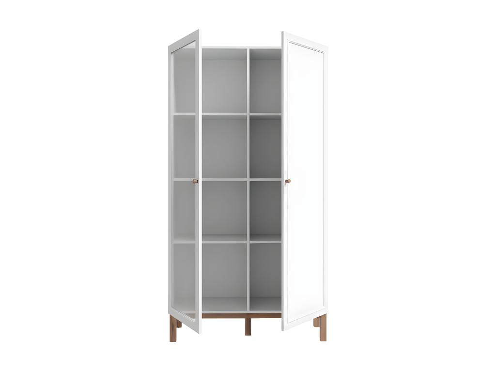 Glass-fronted cabinet in grey and oak finish with reversible doors - Elariva FRPS63177