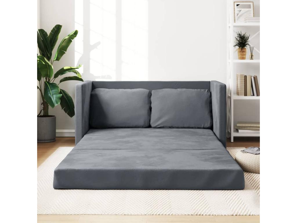 2-in-1 sofa bed, dark grey, 122x204x55 cm, velvet BCQT41992
