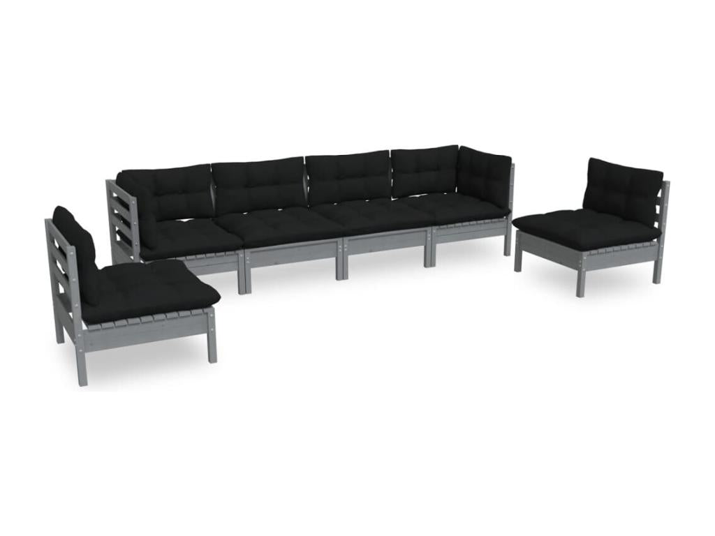 6-piece garden furniture set with cushions, solid pine wood, 10 QLWV77604
