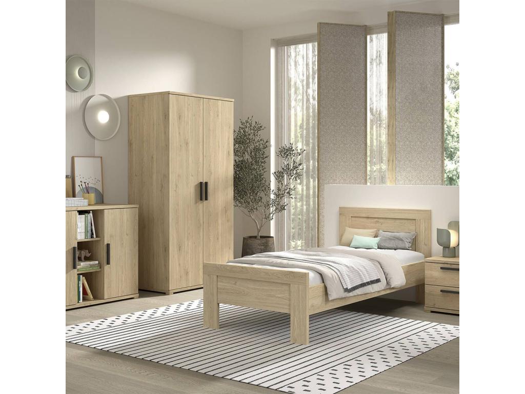 Elariva - 2-Door Wardrobe in High-Density Melamine, Light Oak Finish YIJQ36201