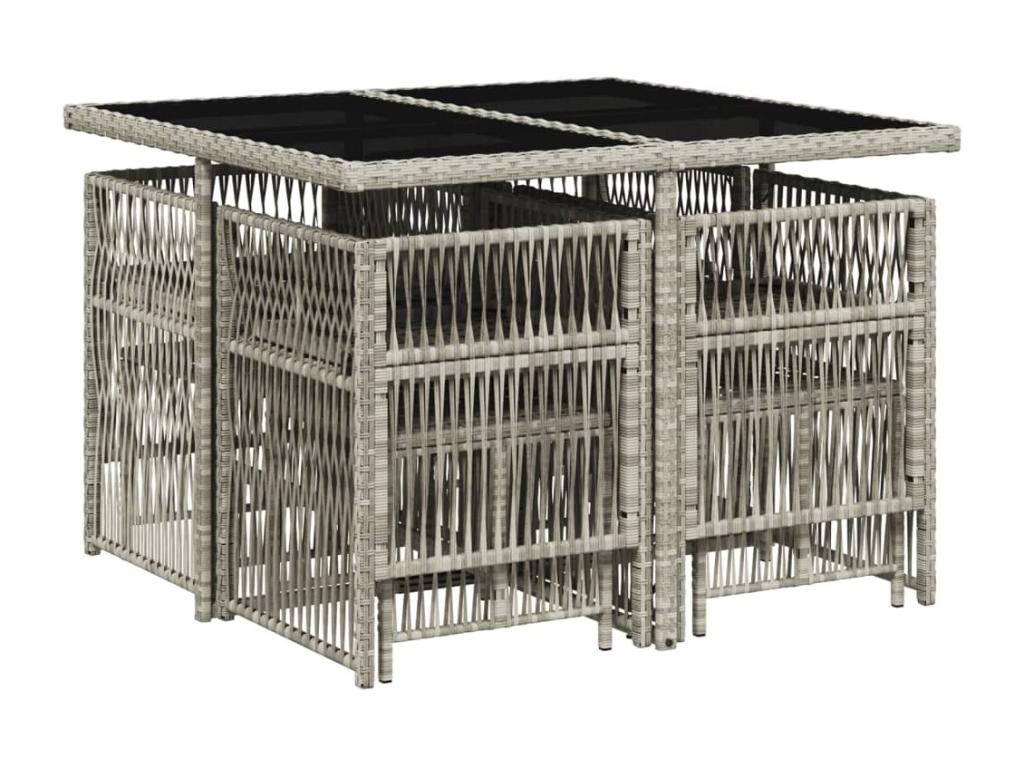 9-piece light grey rattan garden dining set and cushions TCRH33093