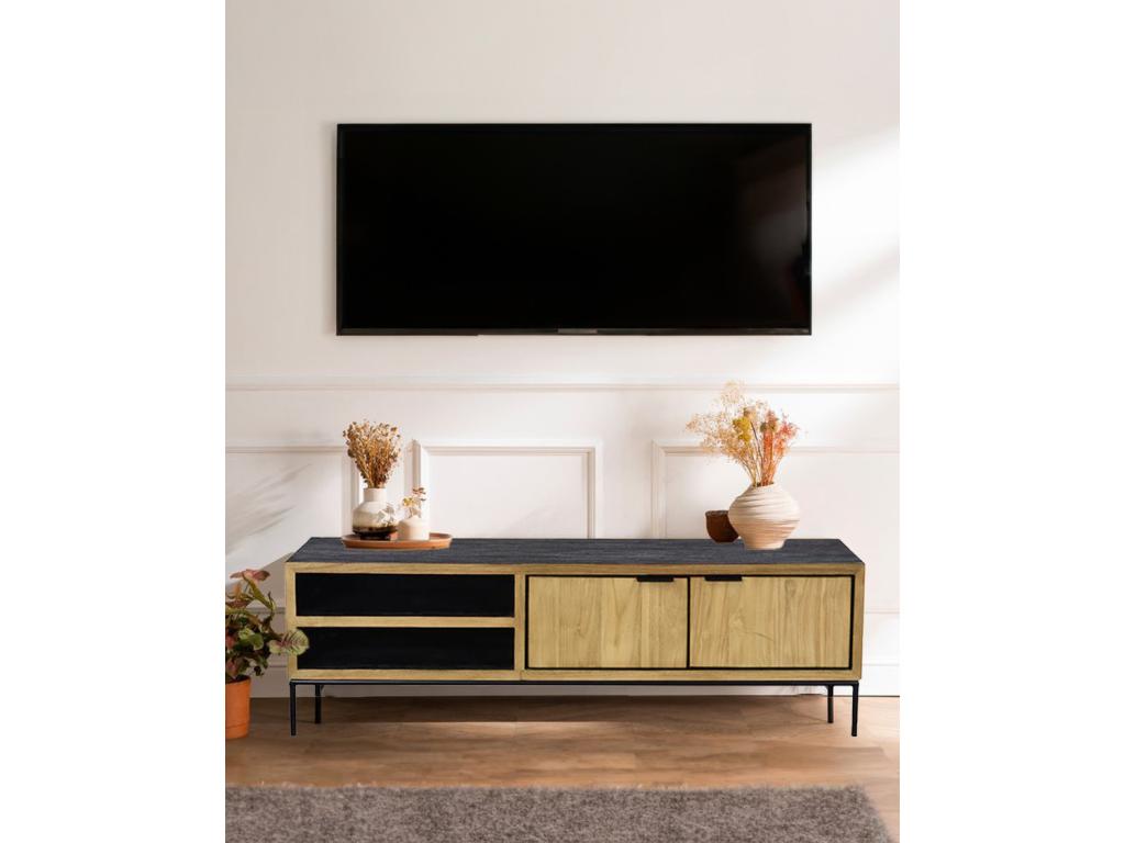 Boisona - Two-tone recycled teak TV stand 160 cm WSZS57691