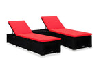 Garden lounge chairs with tea table, 3 pcs, woven resin, black, BZQE08422