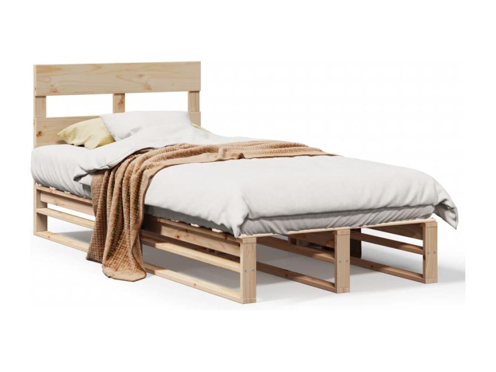 Bed frame without mattress 90x200 cm solid pine wood AVCC07924