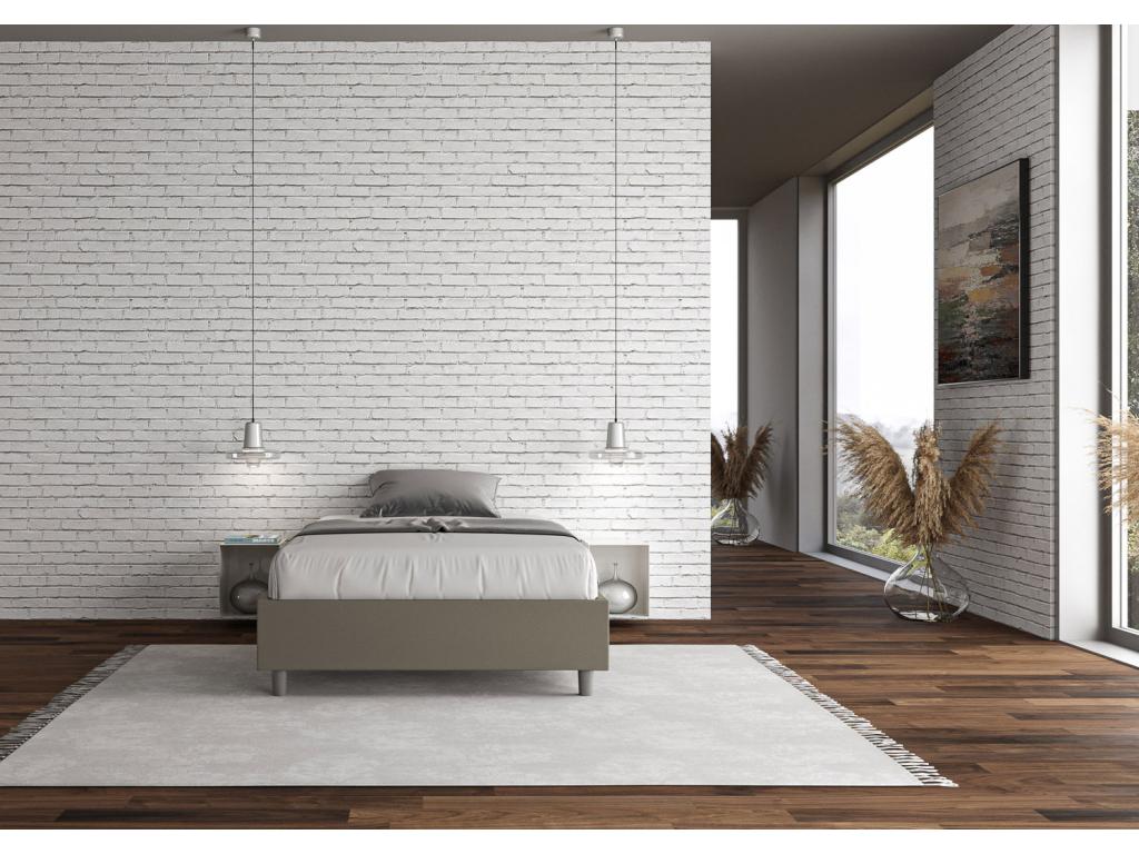 Elariva AGBE92700 Upholstered Bed without Slatted Base 140x190 Cappuccino Faux Leather