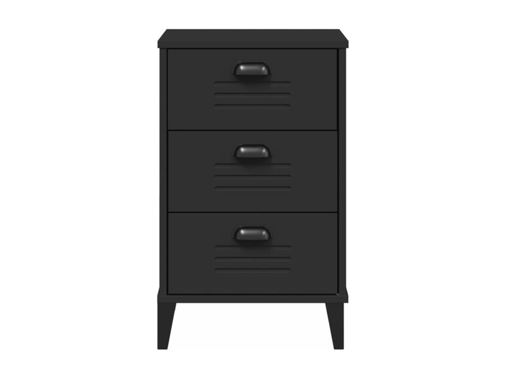 Boisona bedside table, black, solid pine wood, BUOR09990
