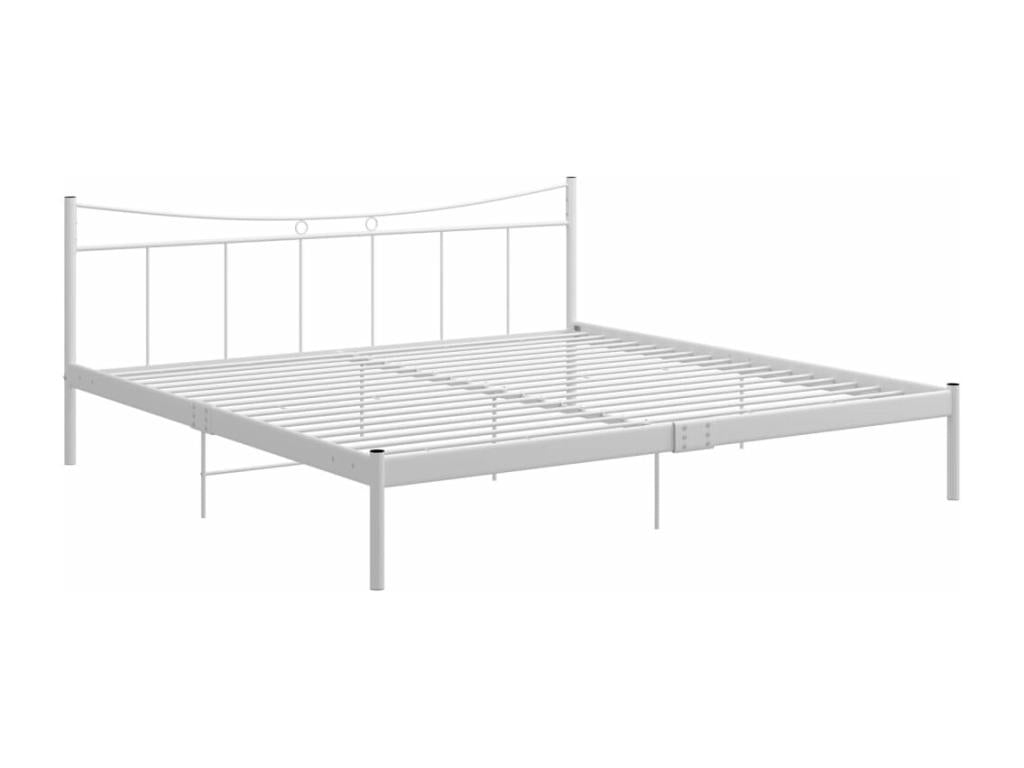 White metal bed frame without mattress, 200x200 cm, PQYE69452