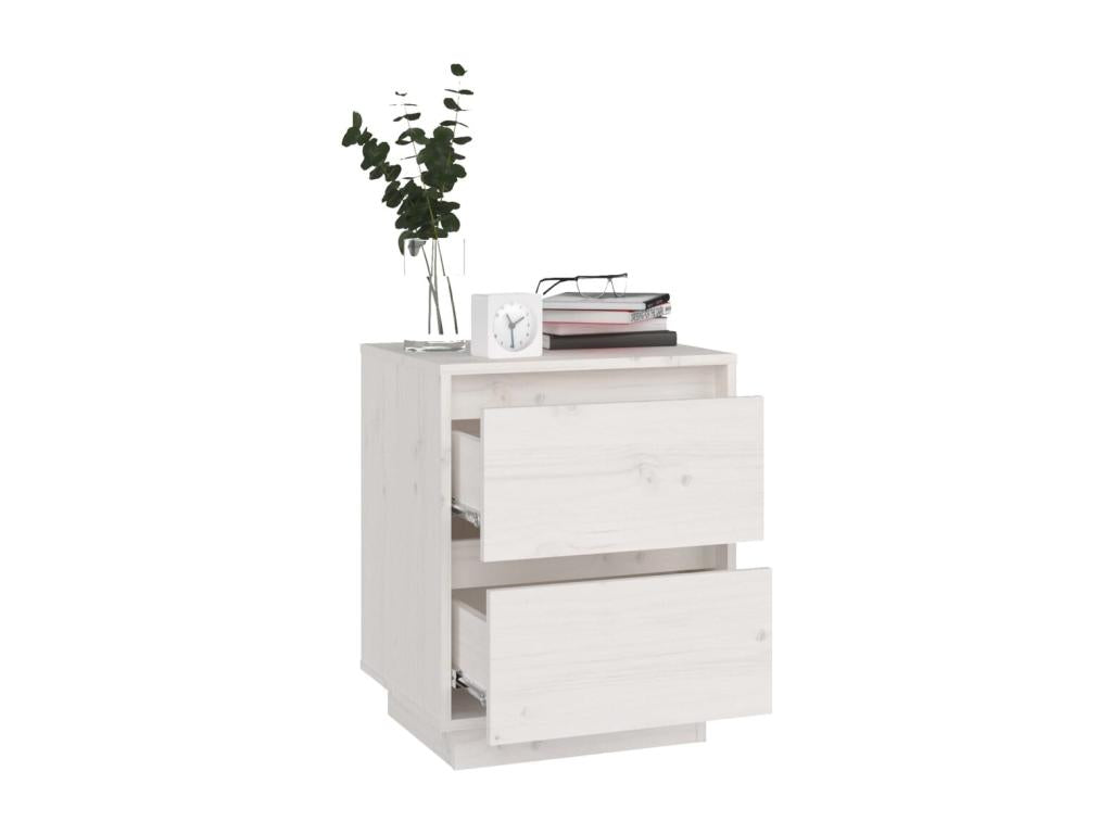White bedside table 40x35x50 cm Solid pine wood JXOI25005