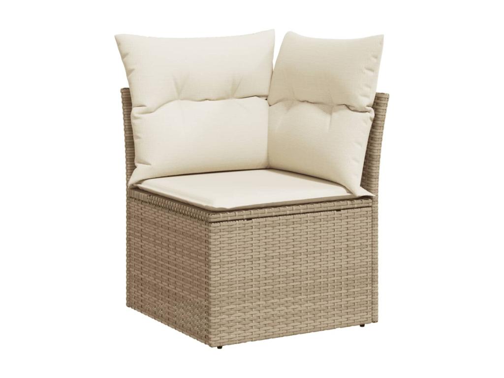 Garden furniture set with cushions, 12 pieces, beige woven resin, ADBG45802