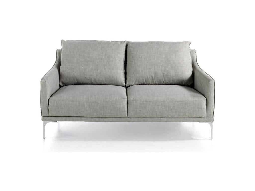 Elariva BOGY57004 2-seater designer sofa in light grey fabric and chrome steel