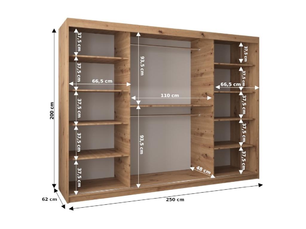 2-Door Sliding Wardrobe 200/250/62 3 Doors QTXF63759