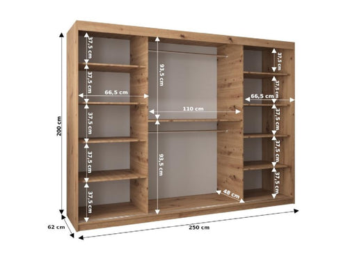 2-Door Sliding Wardrobe 200/250/62 3 Doors QTXF63759