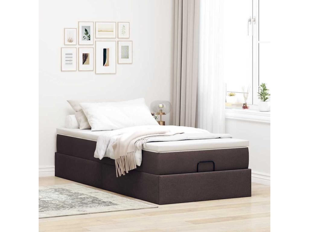 Boisona bed frame with dark brown mattress 80x200 cm fabric CUXB33980