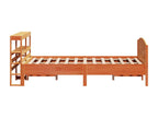 Bed frame without mattress, brown wax finish, 160x200cm, solid pine wood, SEVE77532