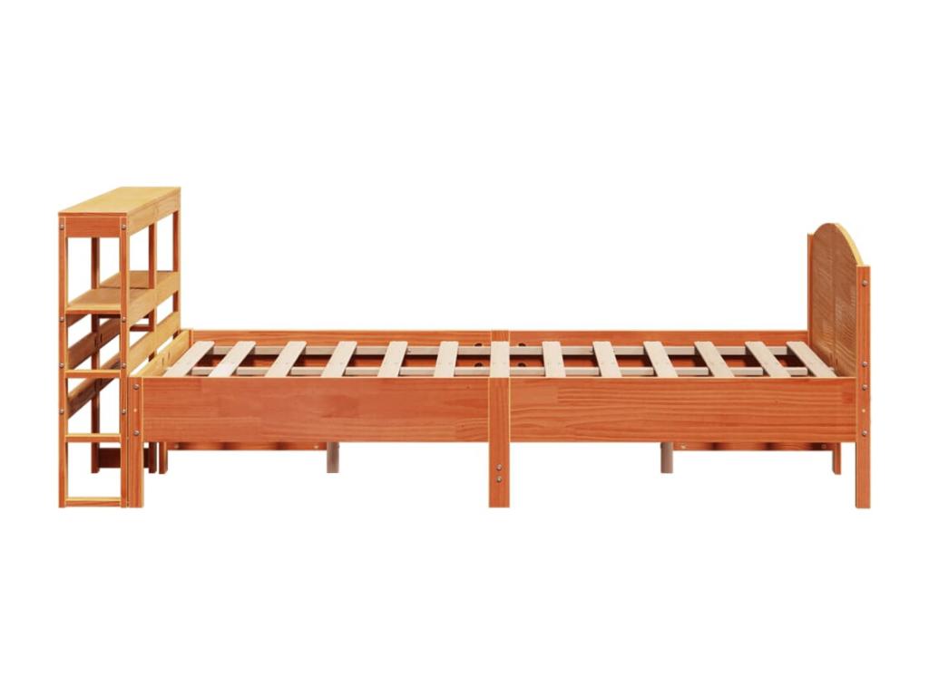 Bed frame without mattress, brown wax finish, 160x200cm, solid pine wood, SEVE77532