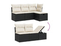 10-piece garden furniture set with cushions, black woven resin PHAQ51974
