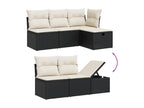 10-piece garden furniture set with cushions, black woven resin PHAQ51974