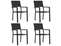 4-piece garden chairs, black HDPE with wood look, NKXP90457