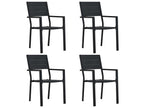 4-piece garden chairs, black HDPE with wood look, NKXP90457