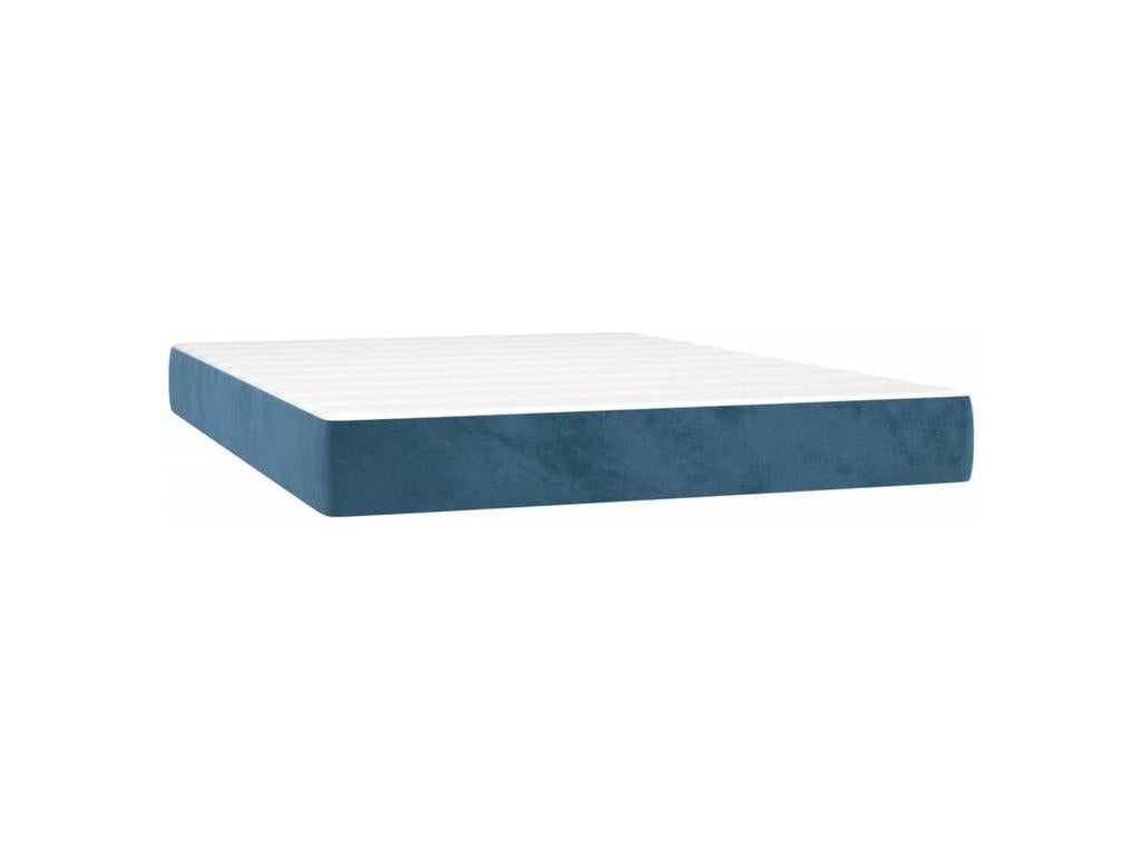 Bed base and mattress, Dark Blue 140x200 Velvet TGSY50926