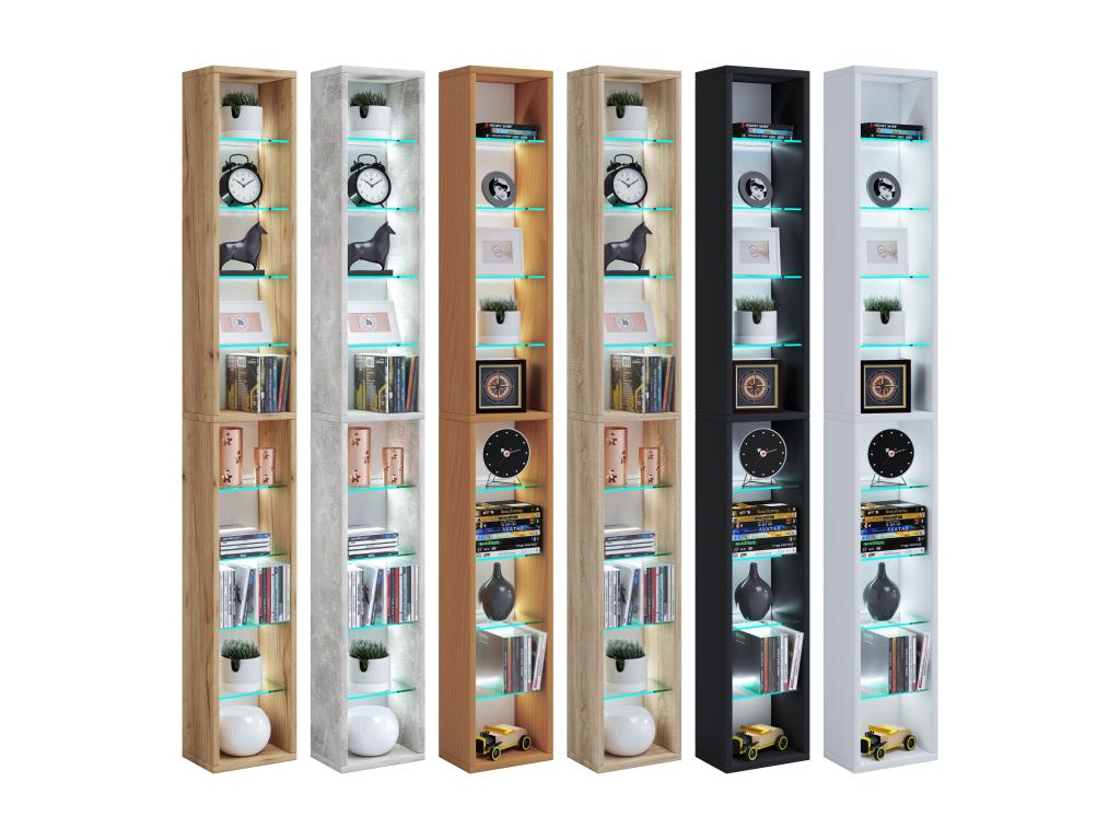 Elariva Wooden CD/DVD Freestanding Shelf Bookcase Storage Decor Glass Shelf Rasato XL Black VBQA66253