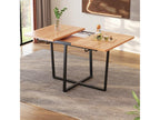 Extendable dining table suitable for 4-6 people, modern and understated black metal table legs, light oak finish HZDY85618