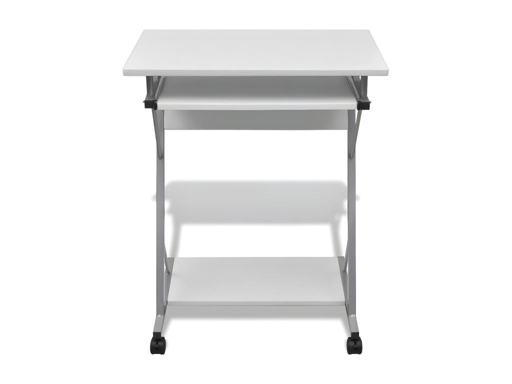 Compact computer desk with keyboard tray, white, RCYL26347