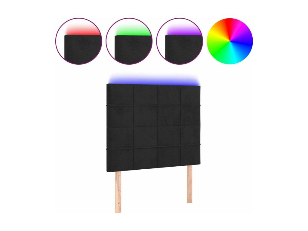 Black LED Headboard 90x5x118/128 cm Velvet KMON96409
