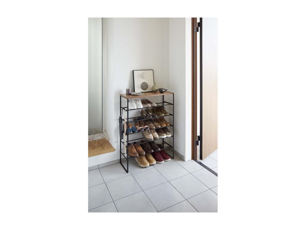 Boisona 5-Tier Shoe Rack, Wood and Black Metal - L66 cm BRWI43726