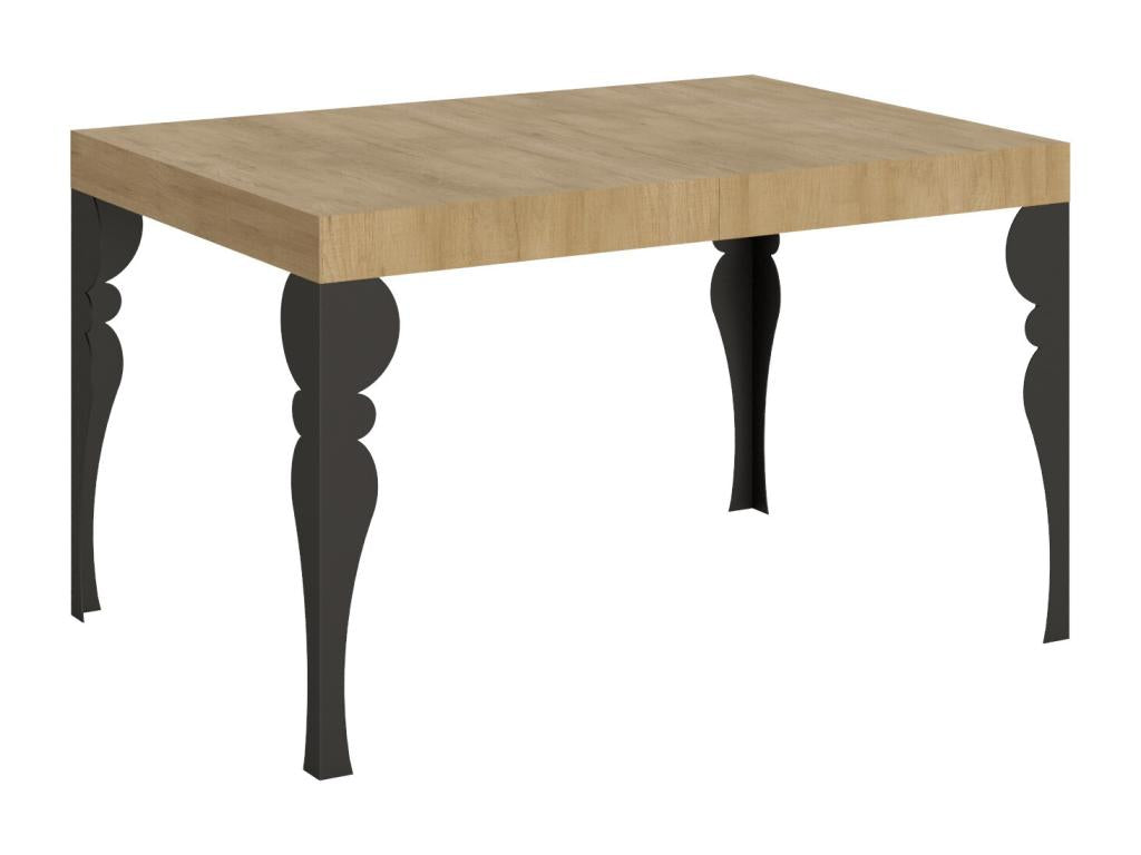 Extendable table 90x130/390 cm Natural Oak with Anthracite frame RBHV76228