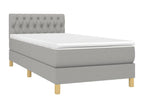 Upholstered bed base with mattress, light grey, 100x200 cm, fabric, 5 ZNJB87591