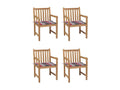 4-piece garden chairs and red checkered cushions, solid teak OBLJ55318