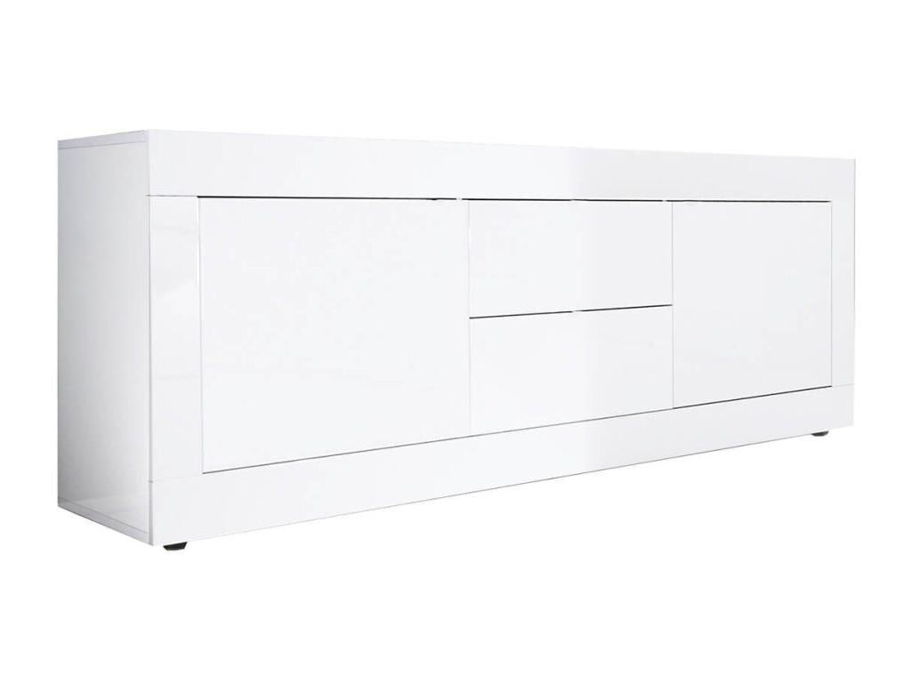 Elariva - TV Stand with 2 Doors and 2 Drawers, White Lacquered Finish, Elariva BODN06552