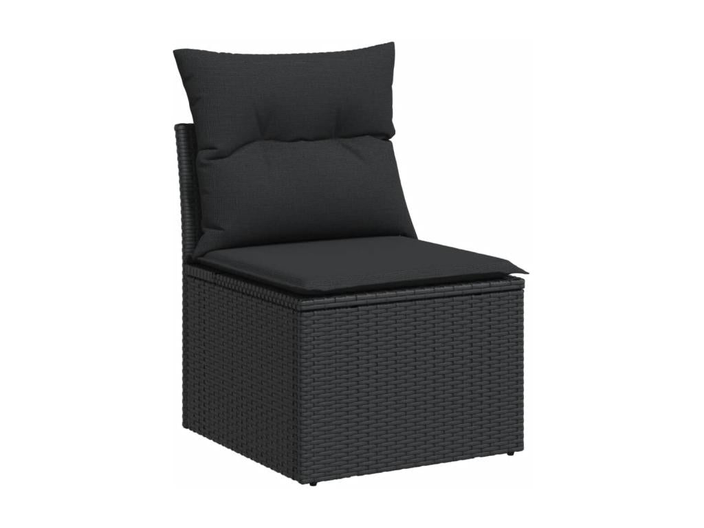 11-piece garden furniture set with cushions, black resin wicker QZAU51008