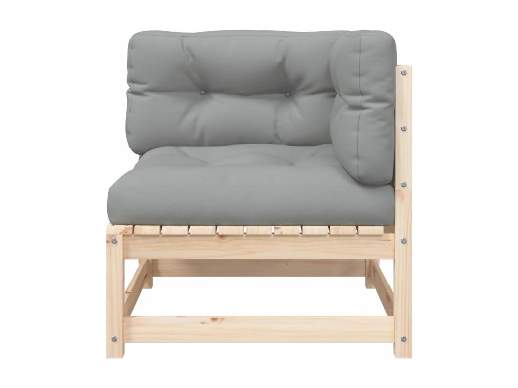 Garden corner sofa with cushions, solid pine wood WJXF53109