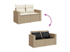 5-piece garden furniture set with cushions, beige woven resin, IBAK06875
