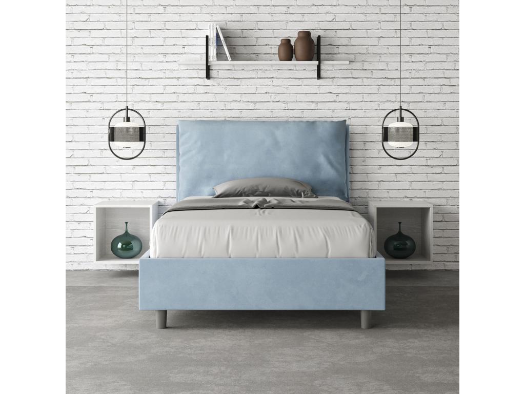 Single bed without slatted base, upholstered, 120x200 cm, light blue microfiber, Large, BZIS96971
