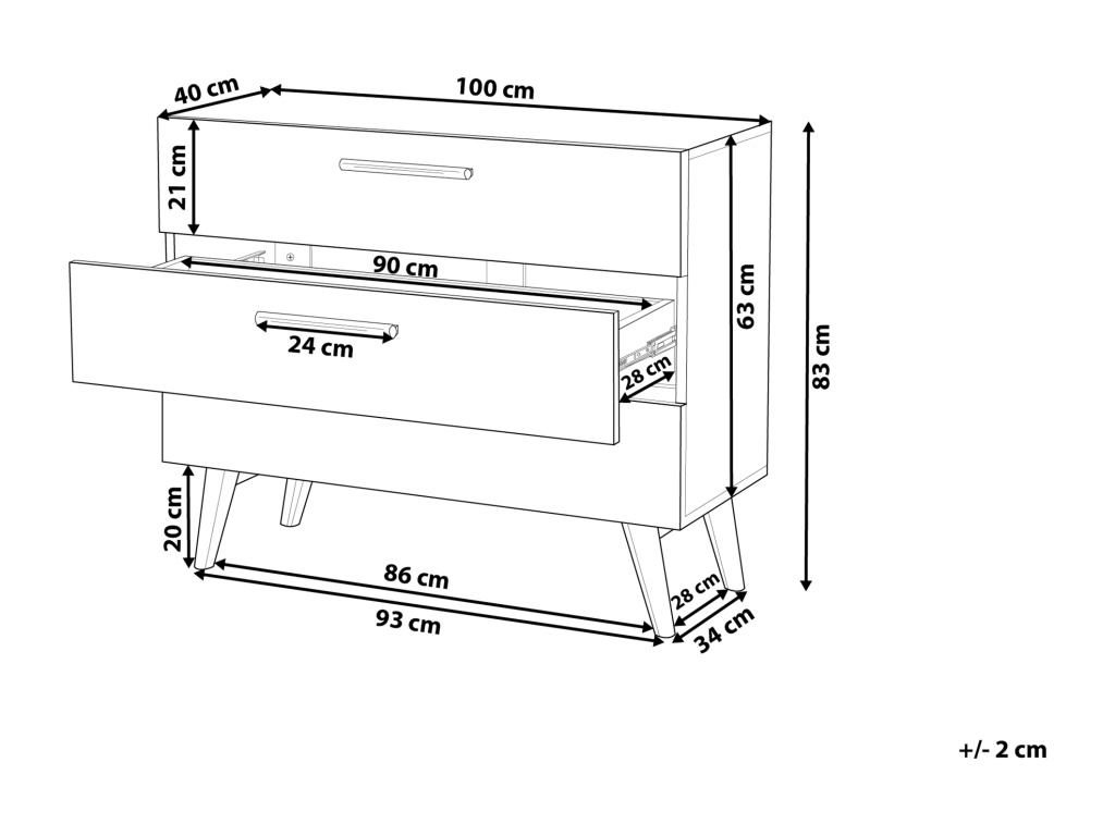 3-drawer chest, 83 cm, White QYIB60630