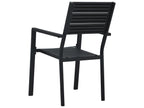 4-piece garden chairs, black HDPE with wood look, NKXP90457