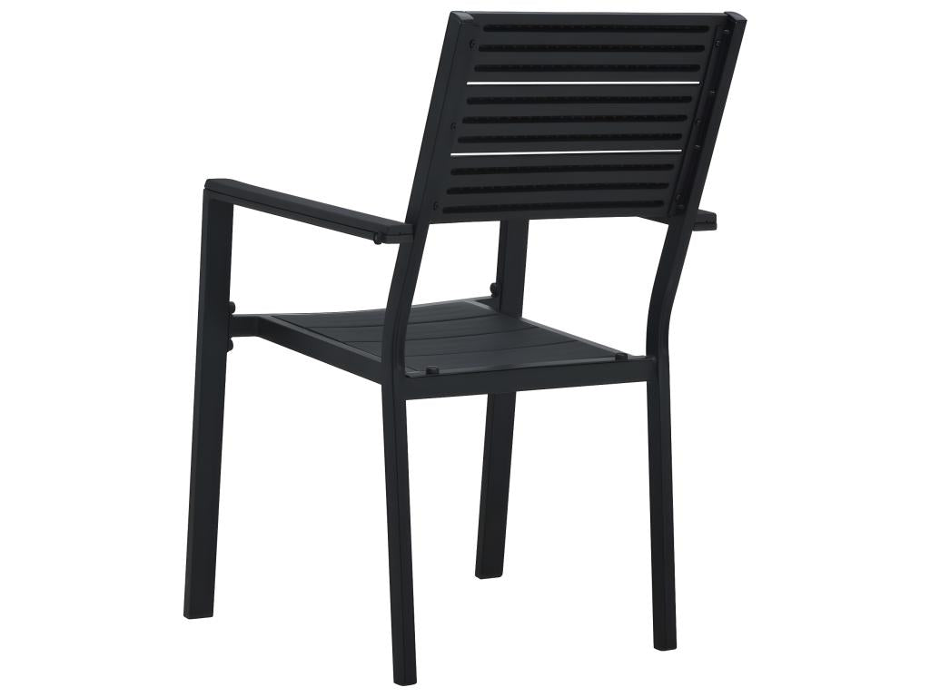 4-piece garden chairs, black HDPE with wood look, NKXP90457