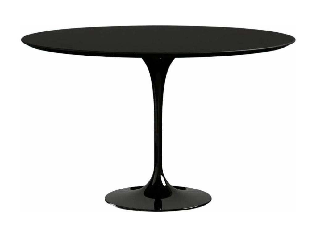 Round Tulip Table - Matte Black Top - Diameter 170 cm - Glossy White Base HKBW55220