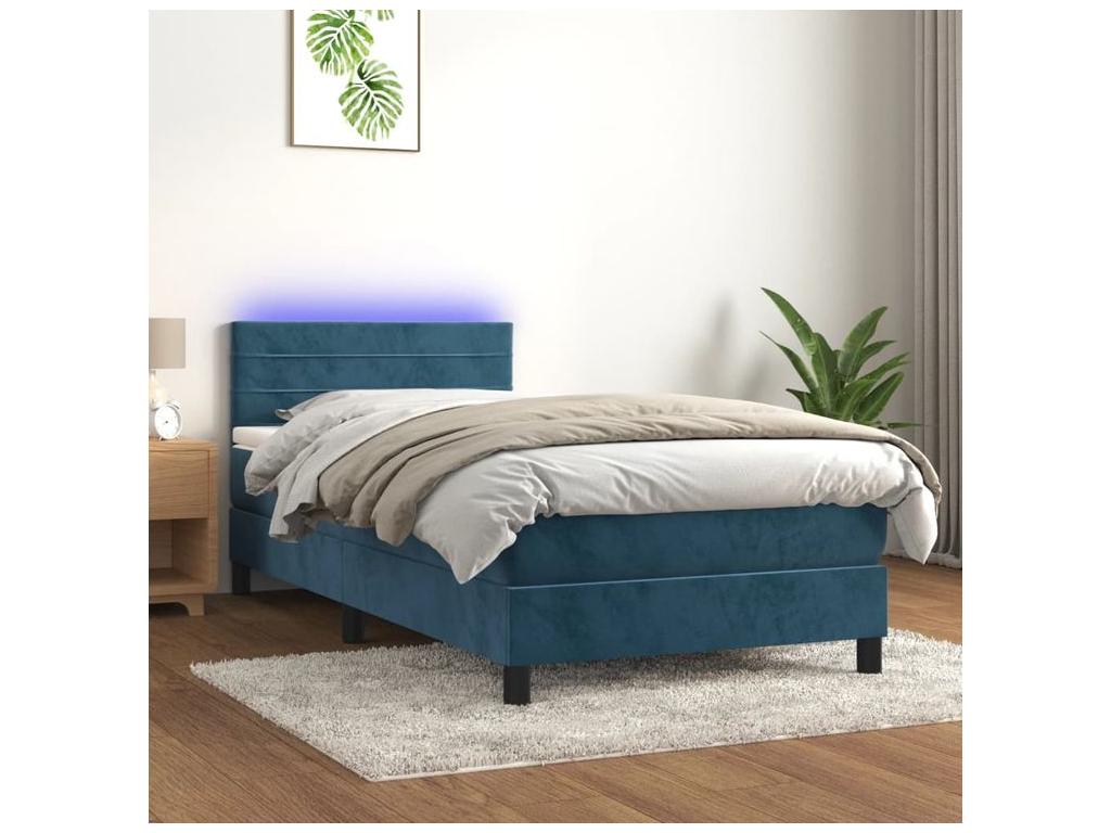 Bed base with LED mattress, dark blue, 100x200 cm, QRNR85581