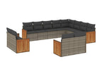 Garden furniture set with cushions, 12 pieces, grey woven resin FGGD66451