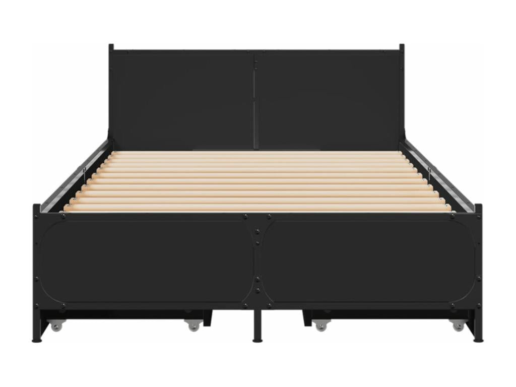 Black bed frame with drawers (mattress not included) 90x200 cm UBAN70260