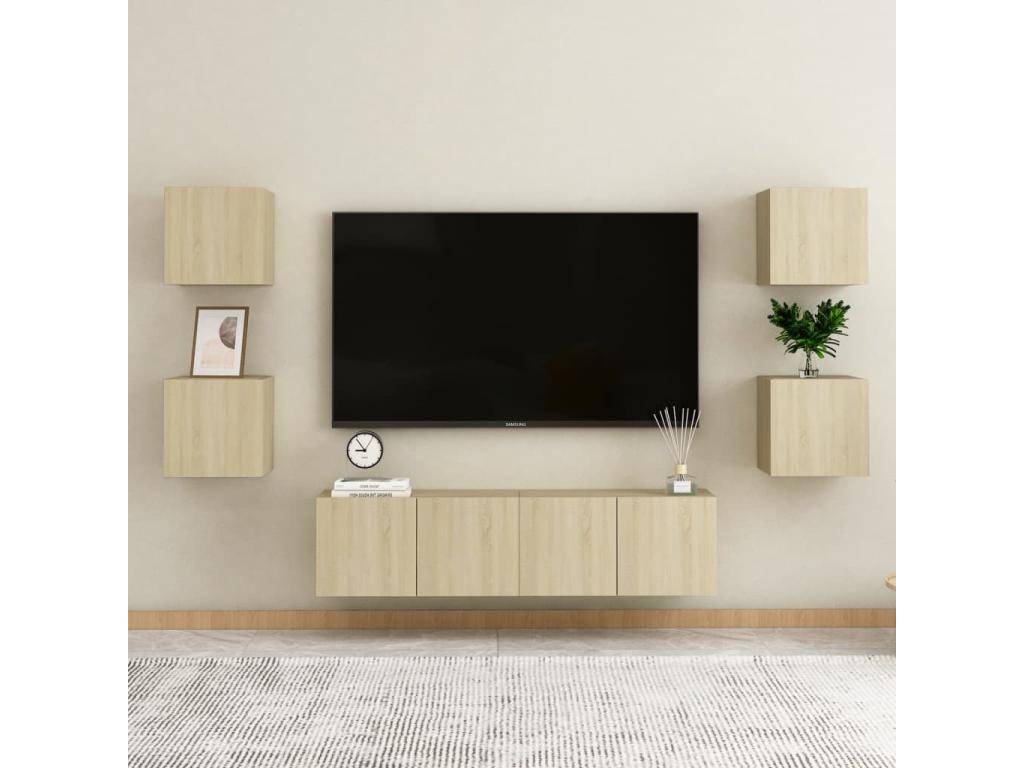 2-piece floating bedside tables, oak, 30.5x30x30 cm, GIYM73233