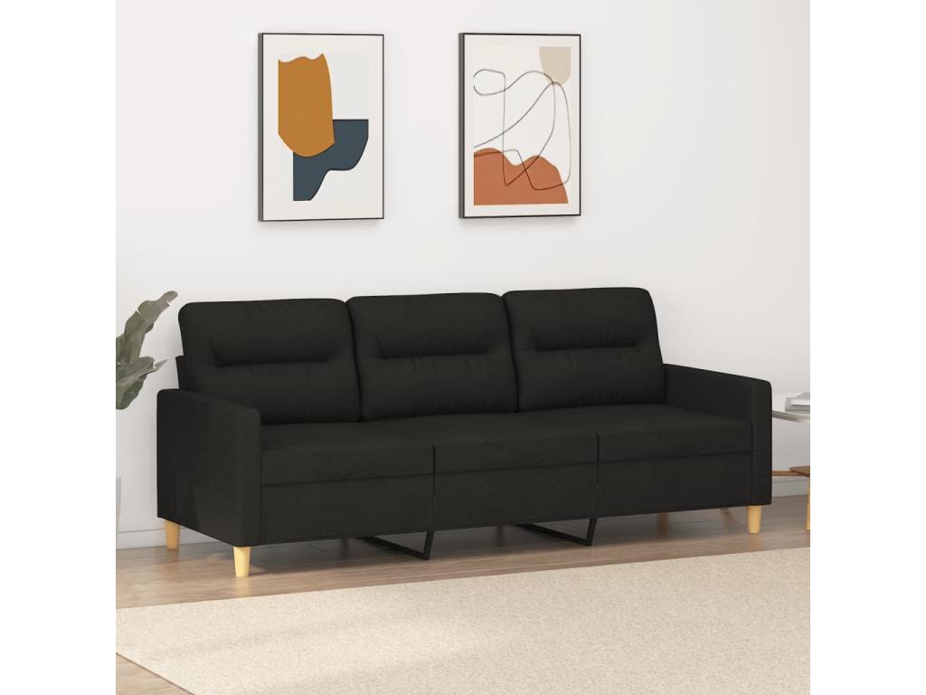 3-seater sofa, black, 180 cm, fabric, LHWE31269